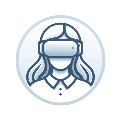 Simple avatar icon of a person wearing a VR headset
