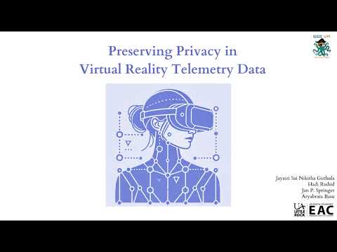 Jayasri presenting the privacy-preserving XR telemetry research poster