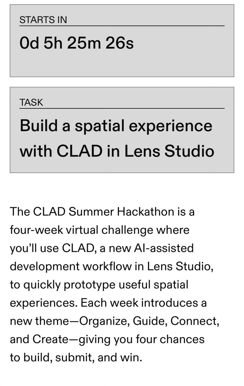 CLAD Summer Hackathon announcement shared by Jayasri