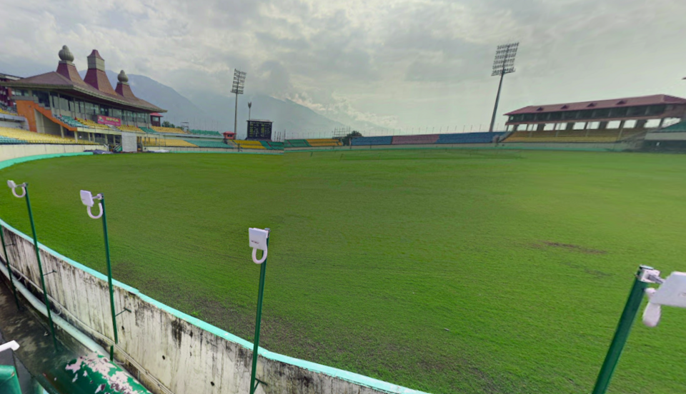 Indian cricket grounds: Dharamshala · illustrative, not the Delhi match venue.